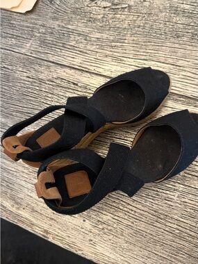 Tory Burch- Women’s Black Espadrille Wedge Sandals - Brand Not Visible